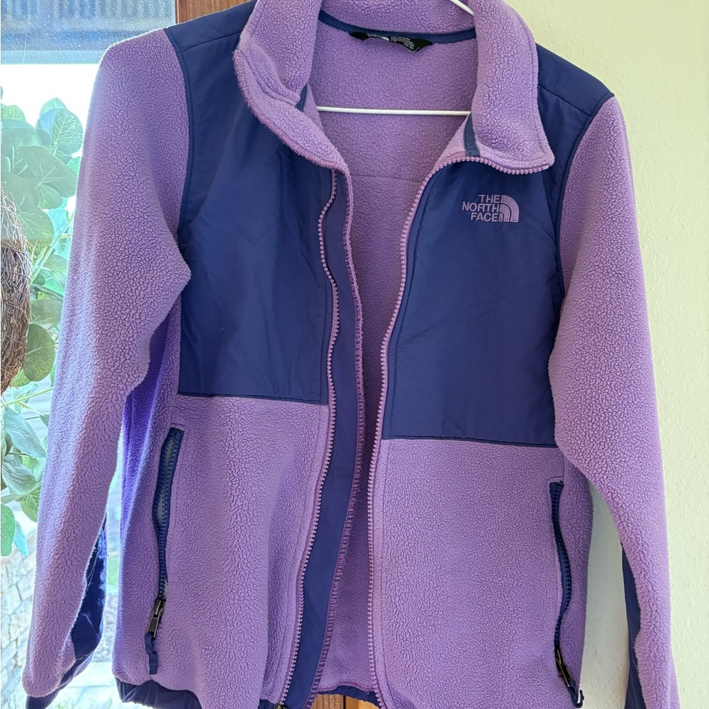 The North Face Denali Girl’s Purple and Navy Fleece Jacket (large)